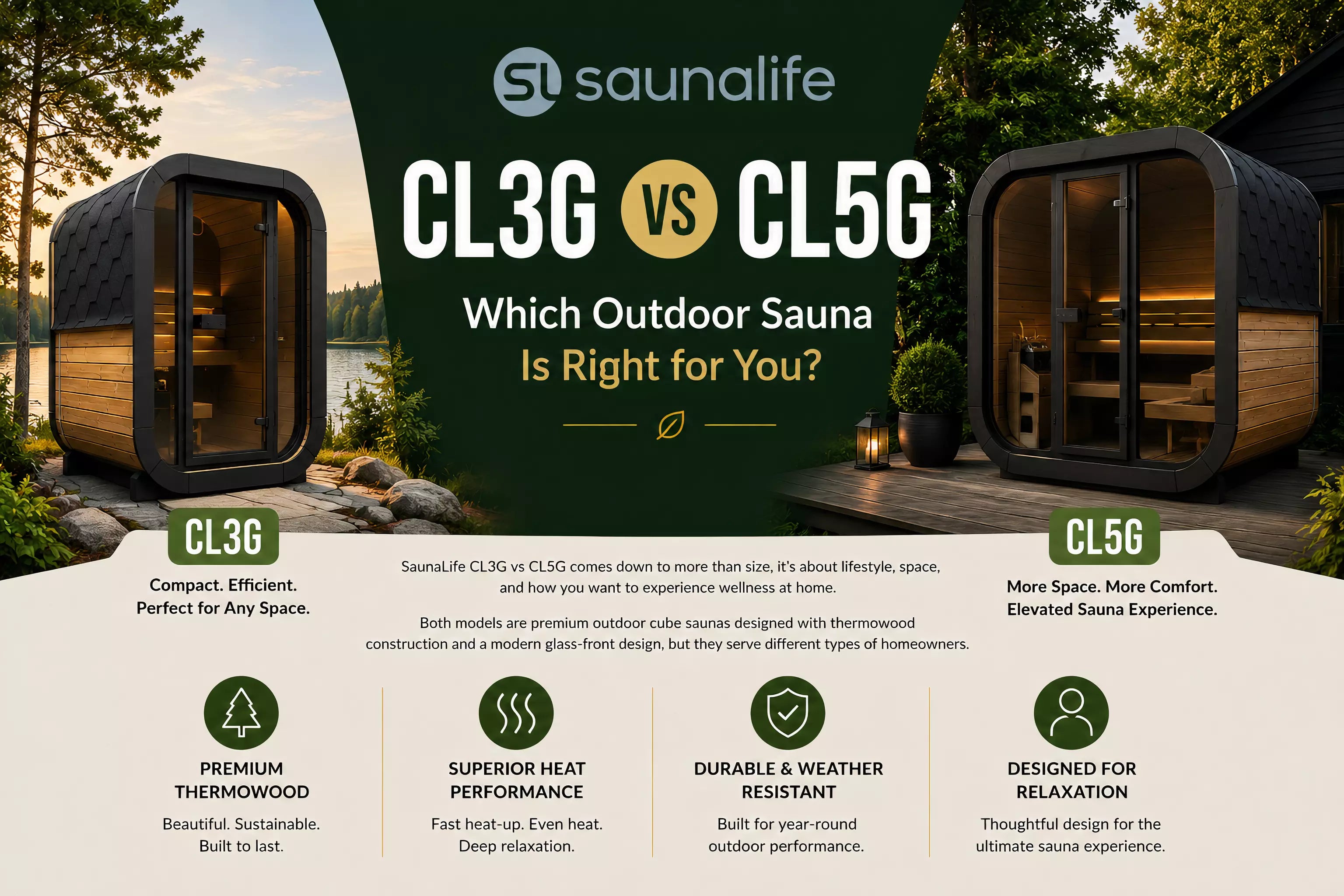 SaunaLife CL3G vs CL5G - Which Outdoor Sauna Is Right for You?
