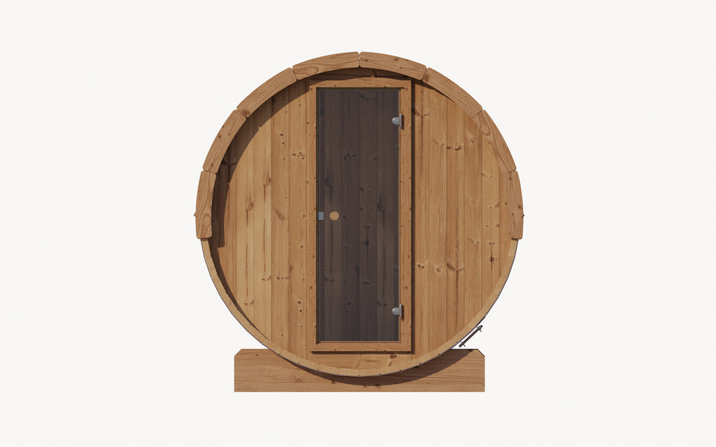 SaunaLife E6 Outdoor Barrel Sauna – Thermo-Spruce (3-Person)