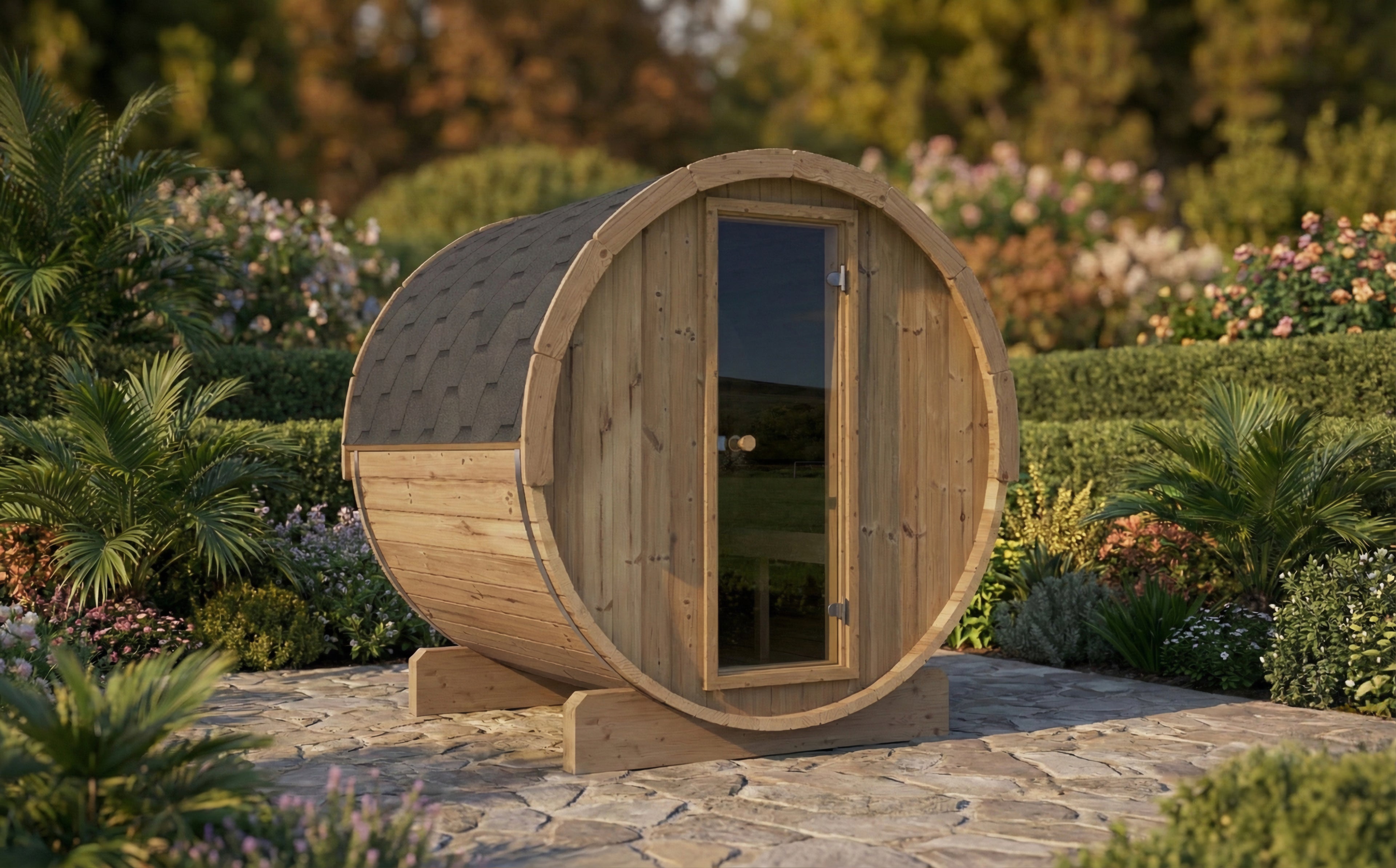 SaunaLife E7 Outdoor Barrel Sauna – (4 Person)