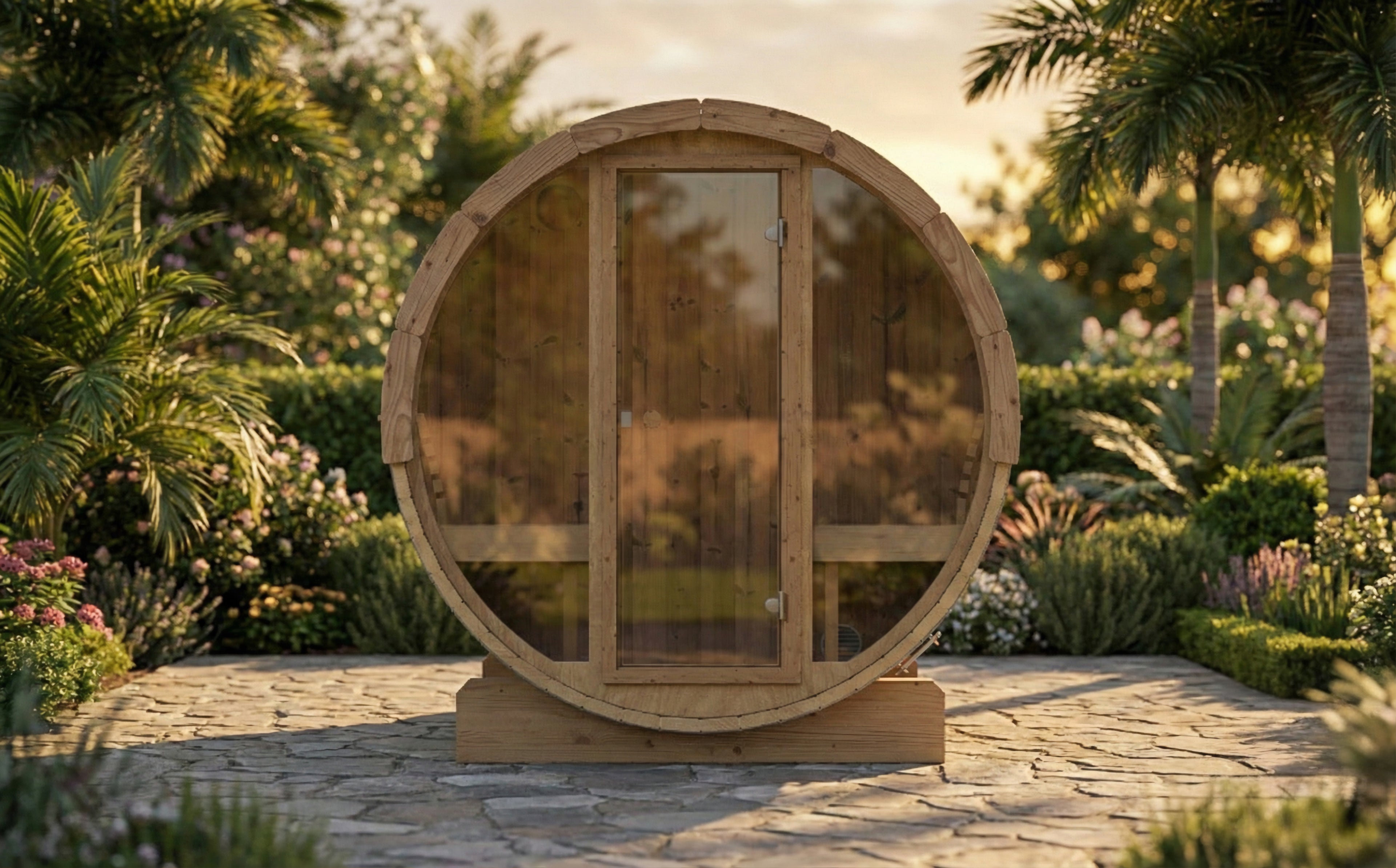 SaunaLife E7G Outdoor Barrel Sauna – (4 Person)