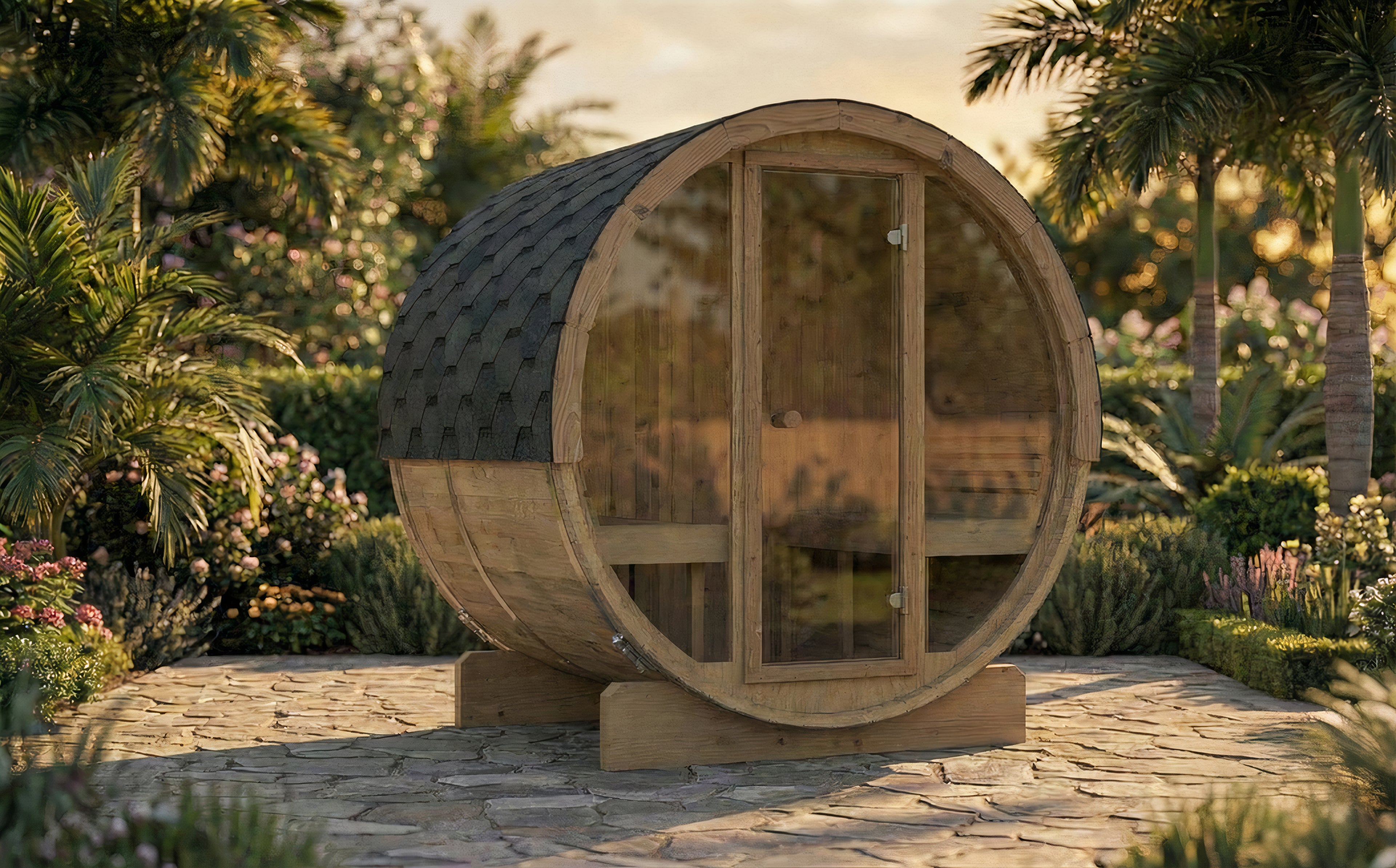 SaunaLife E7G Outdoor Barrel Sauna – (4 Person)