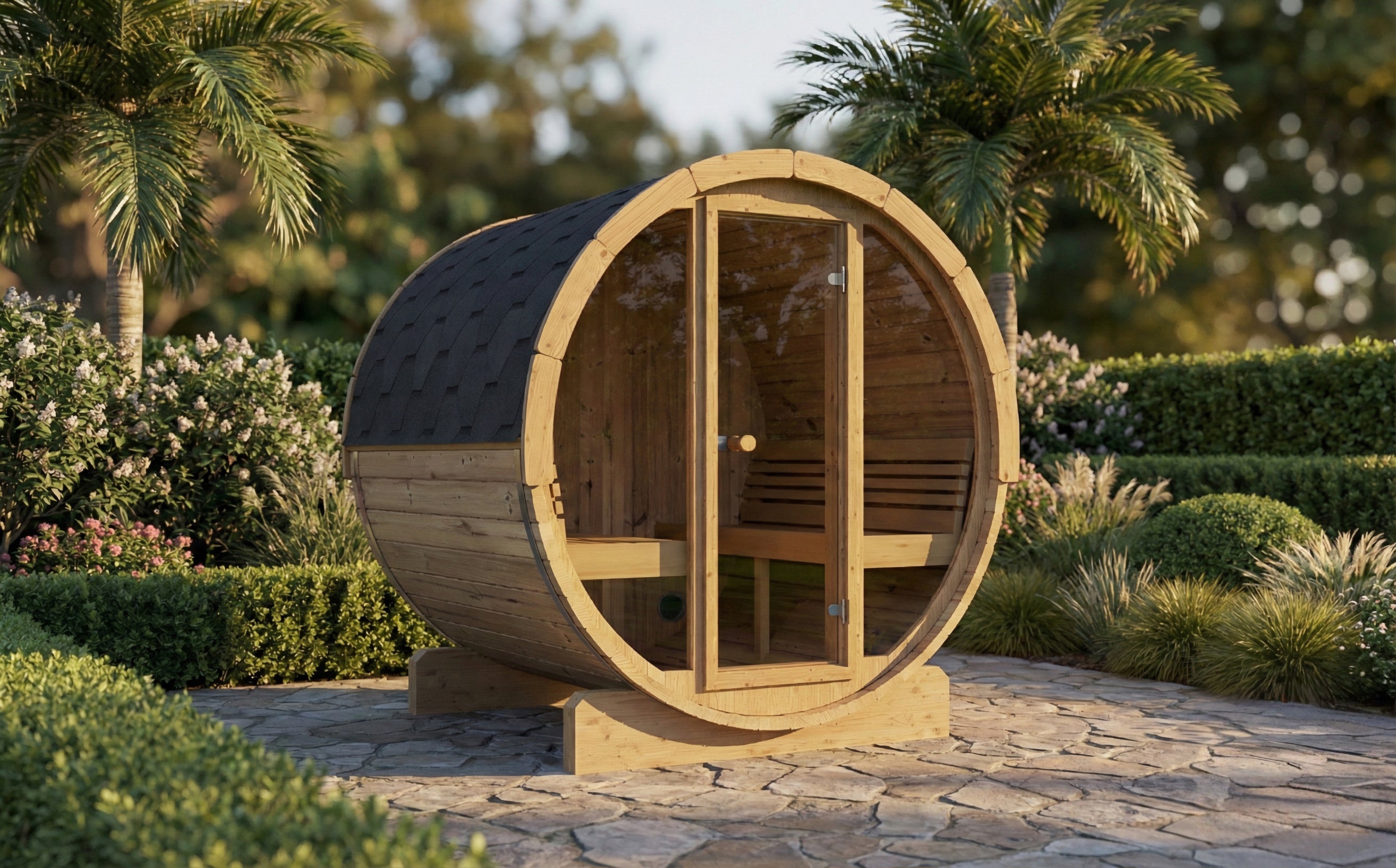 SaunaLife E8G Outdoor Barrel Sauna – (6 Person)