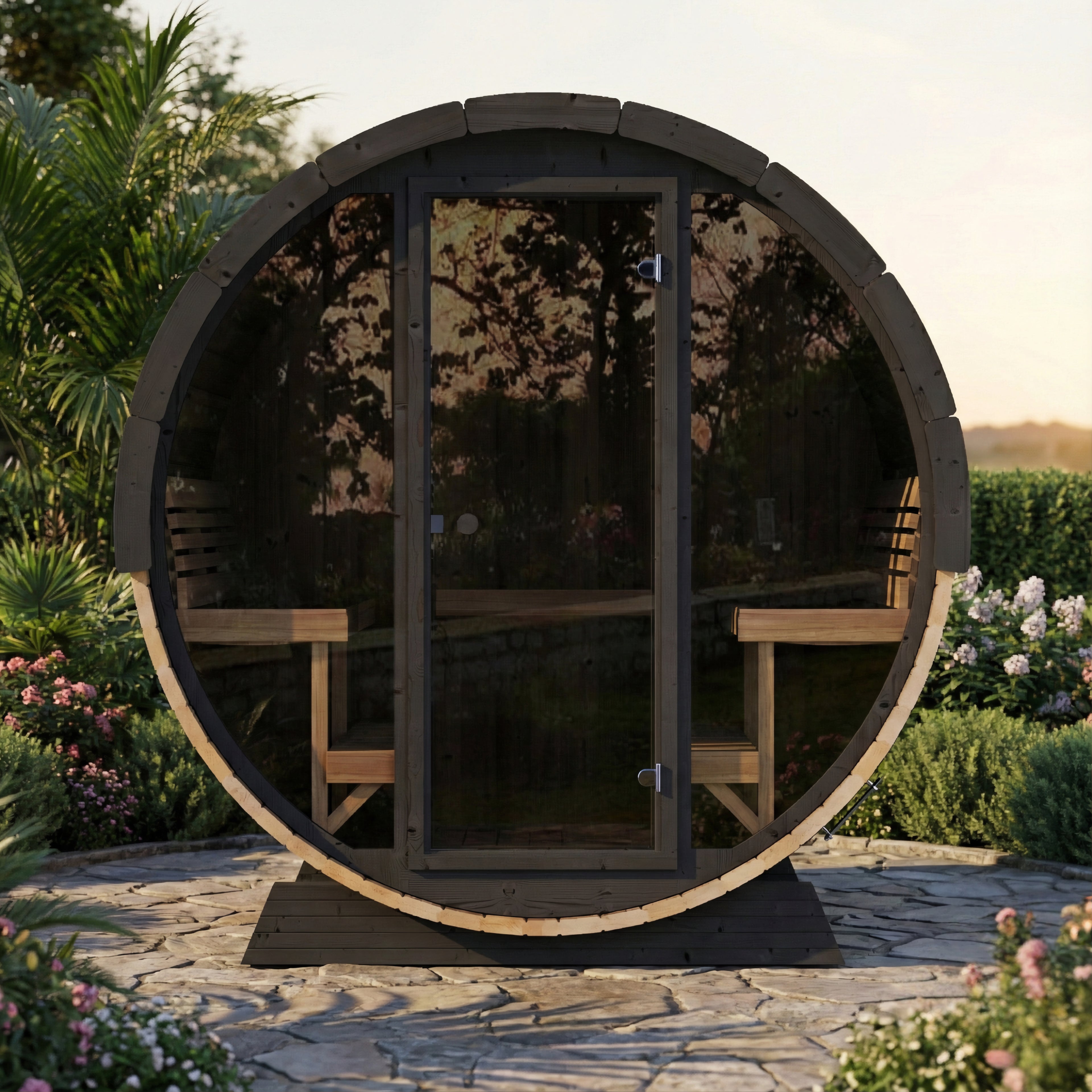 SaunaLife EE8G Outdoor Barrel Sauna – (6 Person)