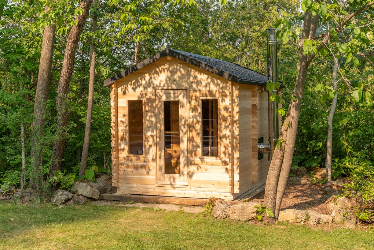 Dundalk Leisurecraft Canadian Timber Georgian Cabin Sauna with Changeroom Outdoor Sauna sauna - Reset Peak
