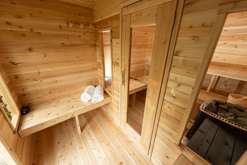 Dundalk Leisurecraft Canadian Timber Georgian Cabin Sauna with Changeroom Outdoor Sauna sauna - Reset Peak