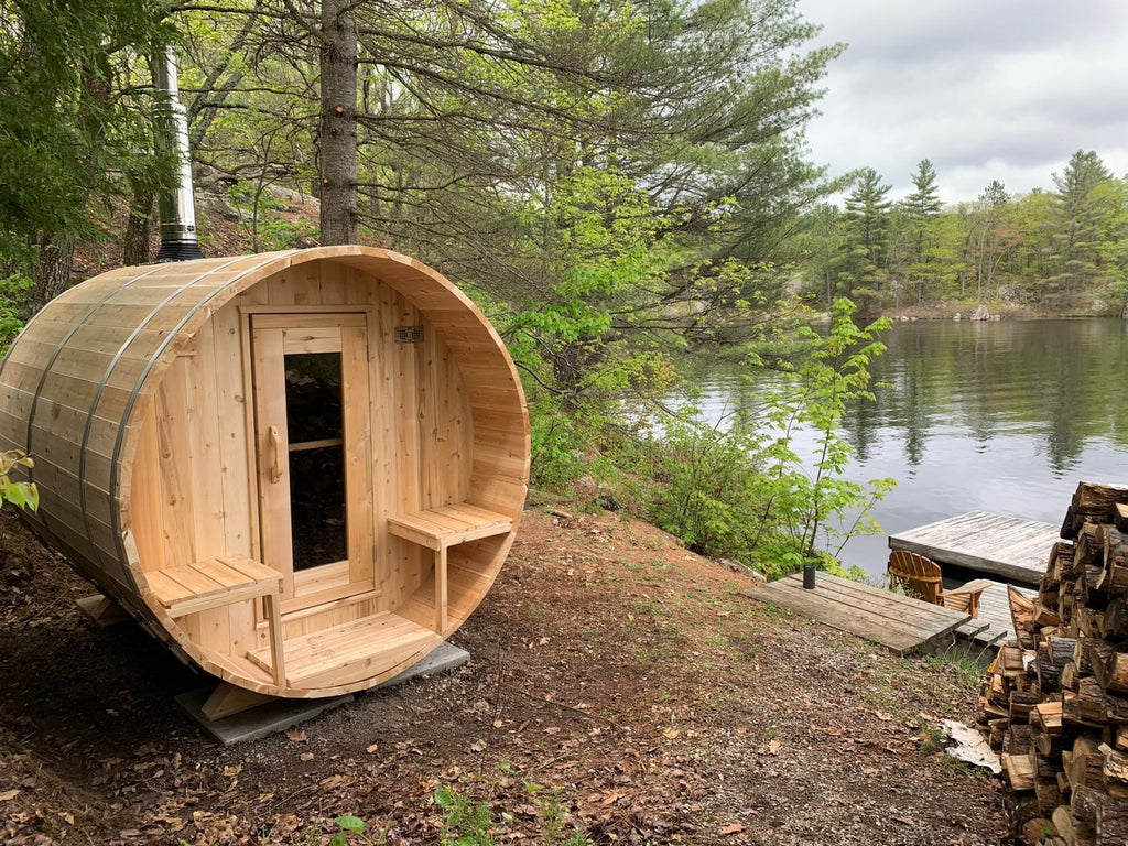Dundalk Leisurecraft Canadian Timber Serenity Barrel Sauna Outdoor Sauna sauna - Reset Peak