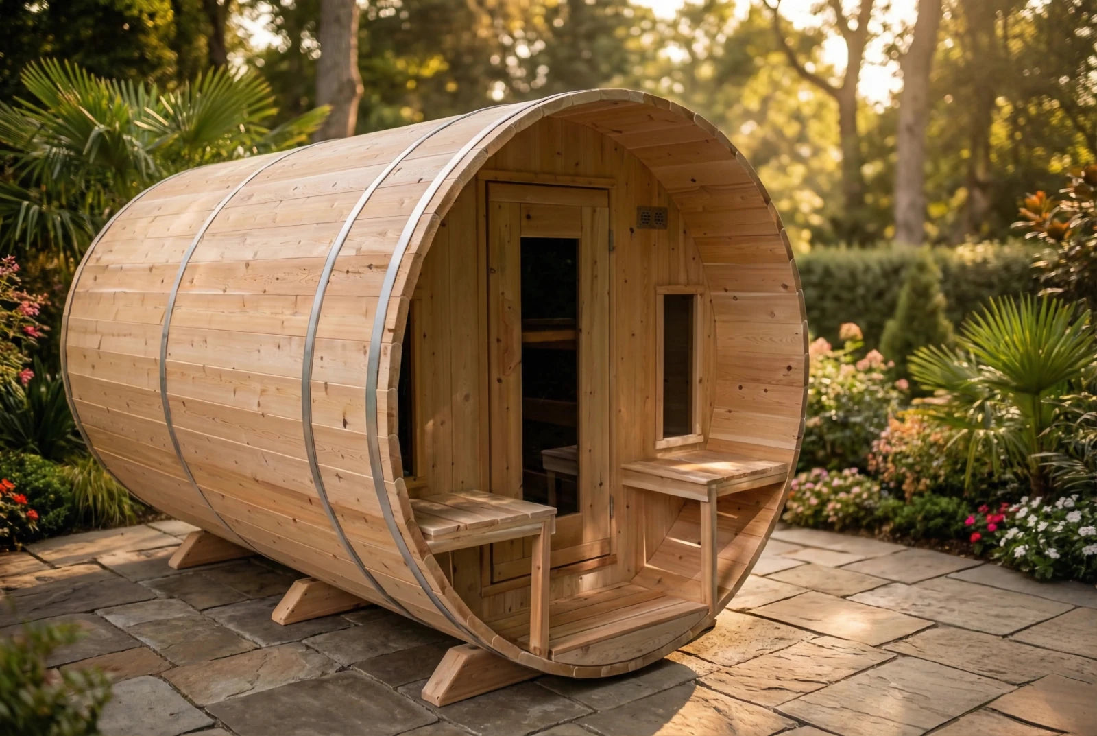 Dundalk Leisurecraft Canadian Timber Tranquility Barrel Sauna Outdoor Sauna sauna - Reset Peak
