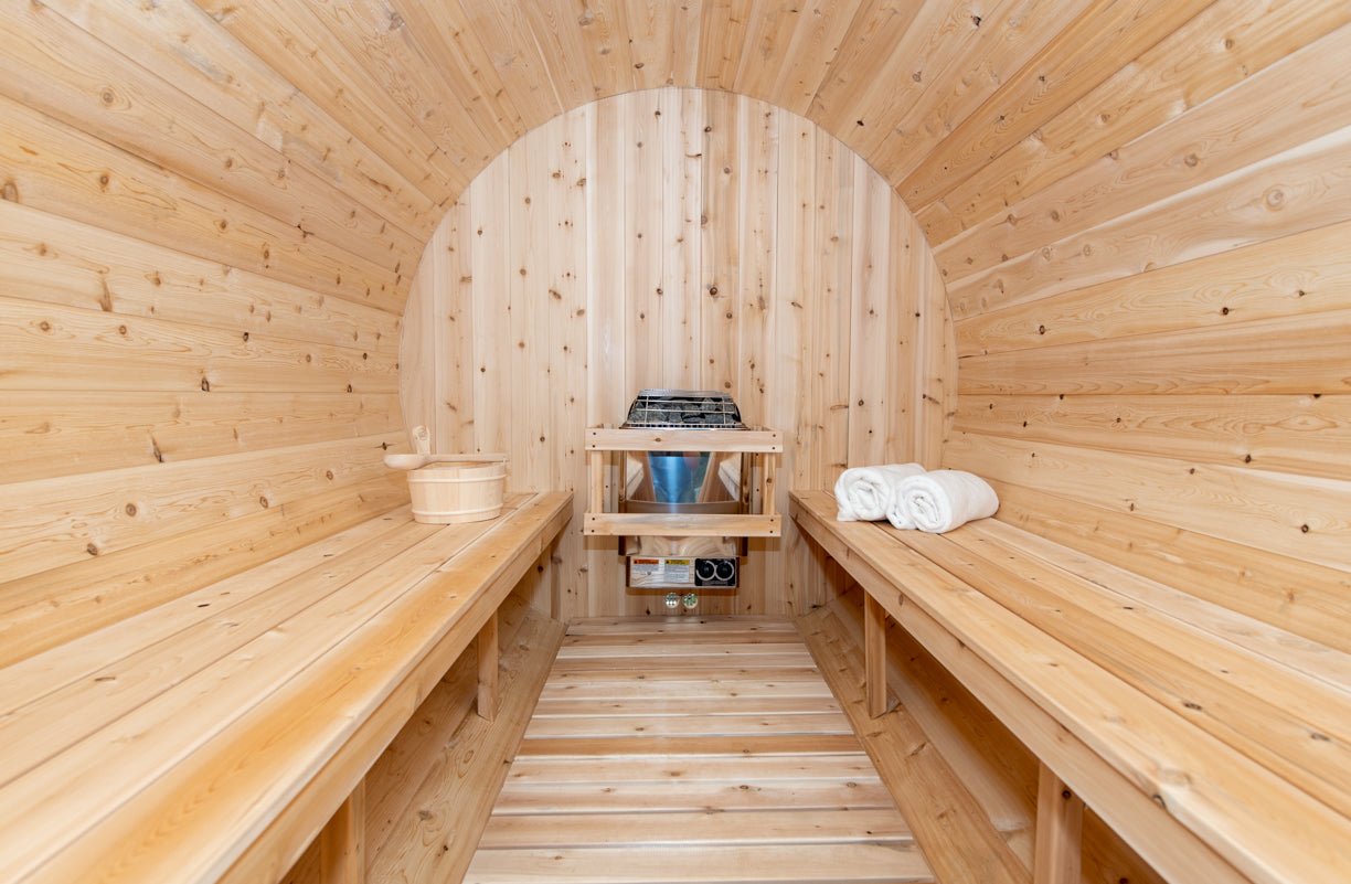 Dundalk Leisurecraft Canadian Timber Tranquility Barrel Sauna Outdoor Sauna sauna - Reset Peak