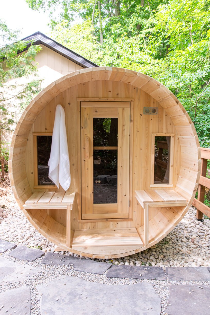 Dundalk Leisurecraft Canadian Timber Tranquility Barrel Sauna Outdoor Sauna sauna - Reset Peak