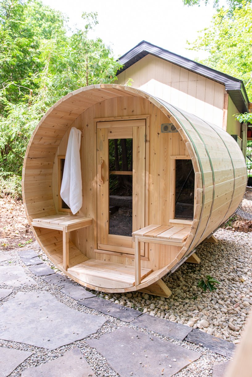 Dundalk Leisurecraft Canadian Timber Tranquility Barrel Sauna Outdoor Sauna sauna - Reset Peak