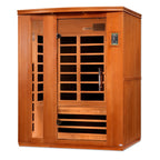 Dynamic Lugano 3 person infrared sauna exterior view in home setting - Reset Peak
