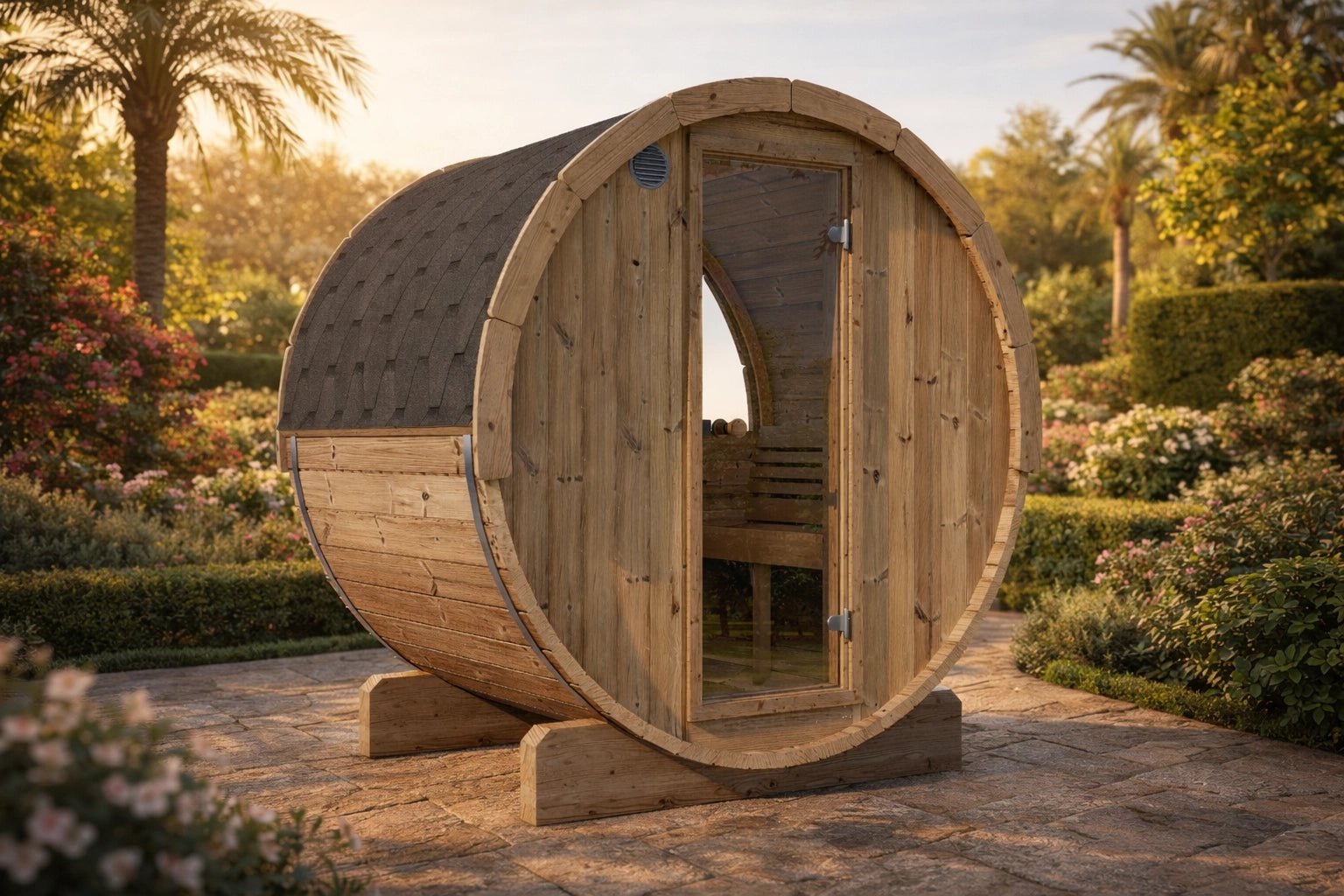 SaunaLife E6W Outdoor Barrel Sauna – (3 Person) BARREL SAUNA sauna - Reset Peak