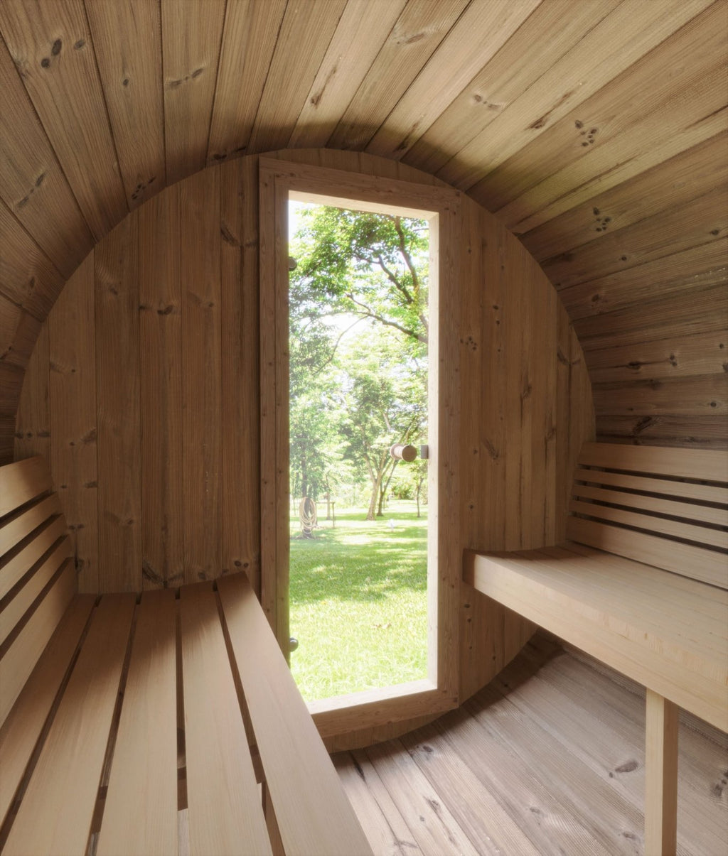SaunaLife E7 Outdoor Barrel Sauna – (4 Person) BARREL SAUNA sauna - Reset Peak