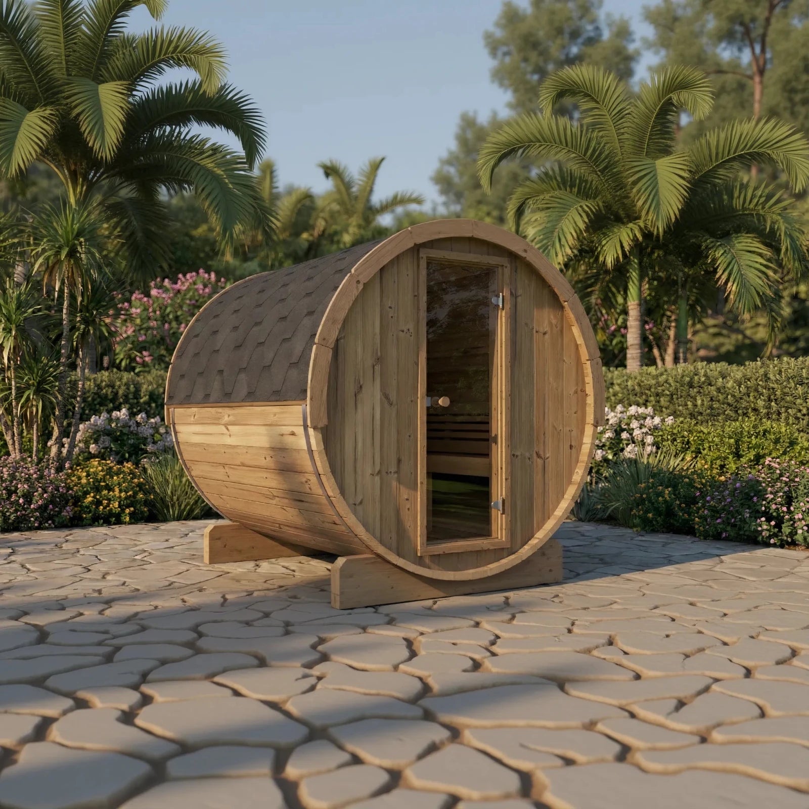 SaunaLife E8 Outdoor Barrel Sauna – (6 Person) BARREL SAUNA sauna - Reset Peak