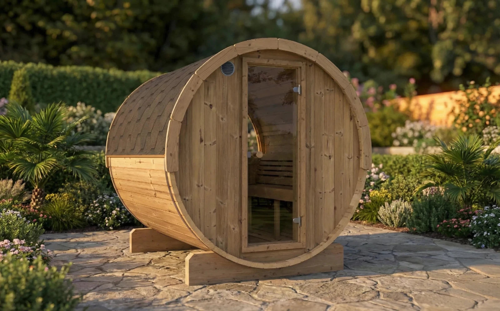 SaunaLife E8W Outdoor Barrel Sauna – (6 Person) BARREL SAUNA sauna - Reset Peak